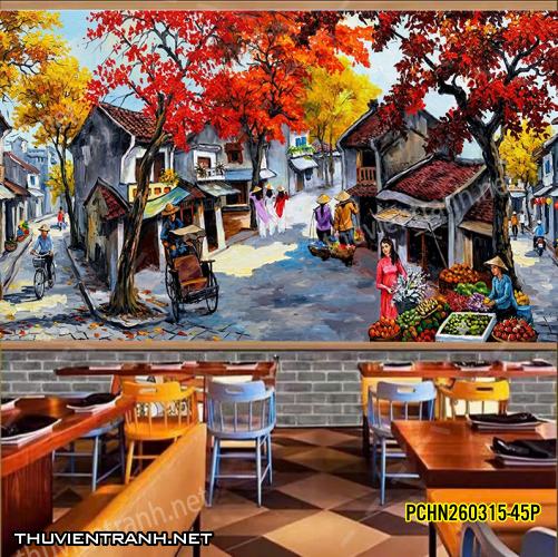Tranh dán tường Phố cổ Hà Nội, Phố xưa - -PCHN260315-45P - Tranh tường chất lượng cao